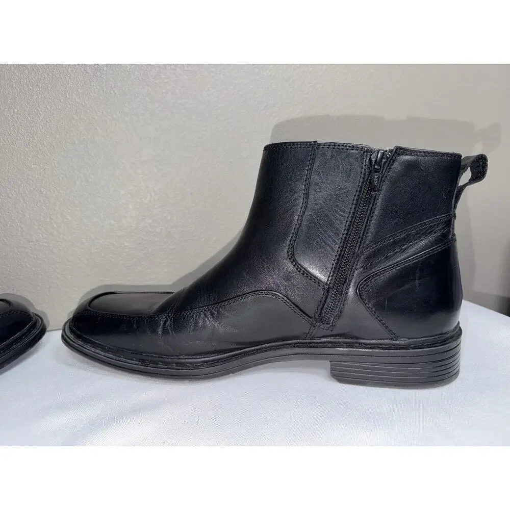 Florsheim Men's Black Leather Chelsea Ankle Boots Side Zip Size 10 D Dress Shoes